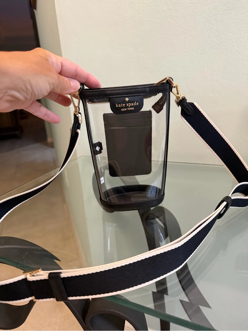 Kate Spade New York Small Clear Crossbody Bag – Black Trim – Like New